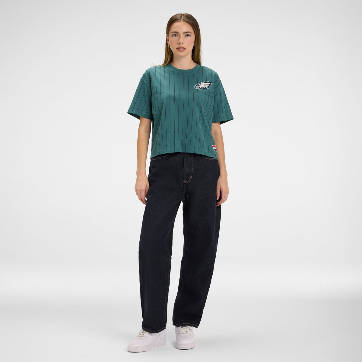 Las Vegas Raiders Throwback Women's Cropped Pinstripe T-Shirt