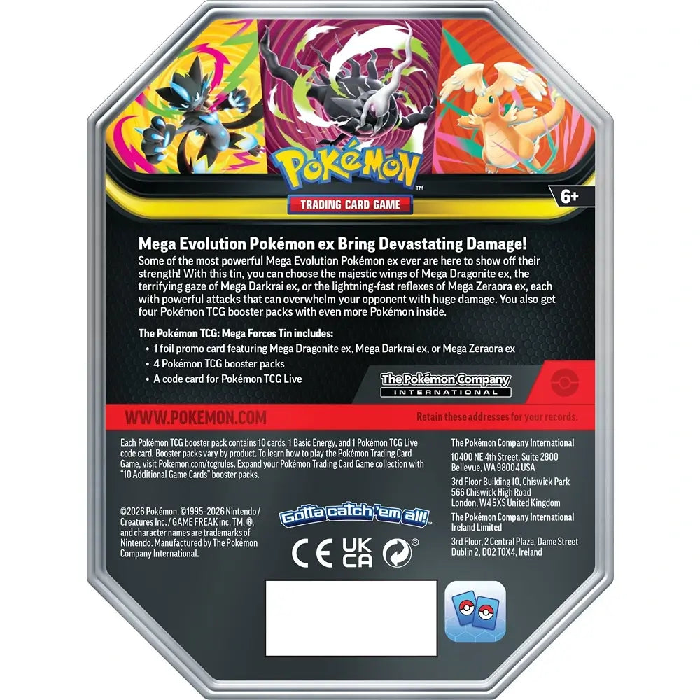 🔥2026 Christmas Gift🎄: Mega Forces Tin (Mega Darkrai ex) (Pre-Order)