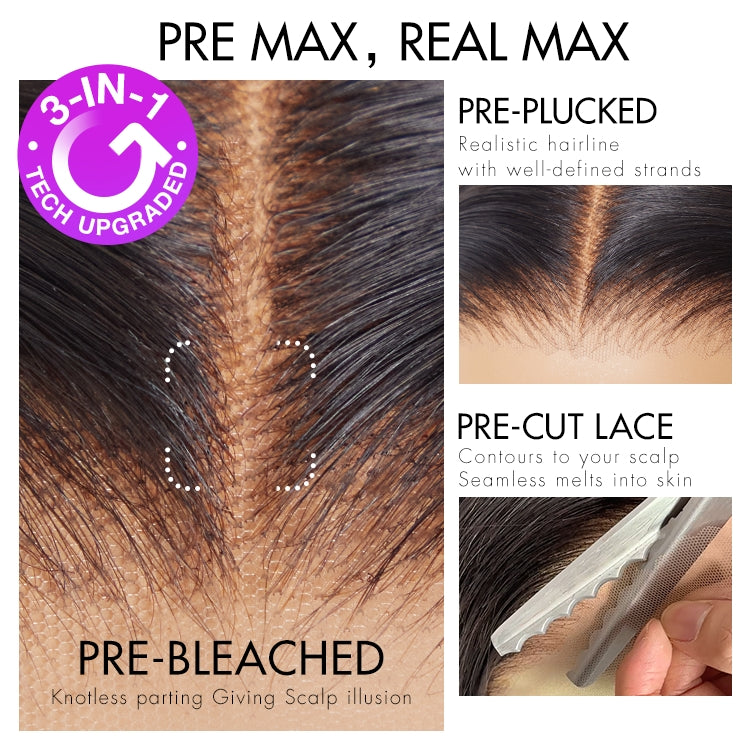 PreMax Wigs | Ultra Natural Hairline Brown Highlight Silky Straight Glueless 13x4 Frontal Lace Long Wig Pre-Cut Lace