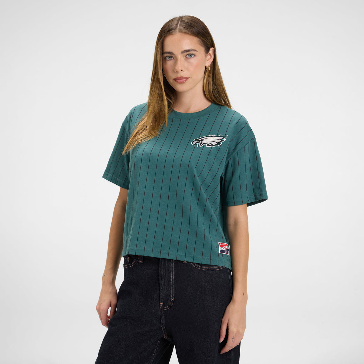 Houston Astros Throwback Women's Cropped Pinstripe T-Shirt