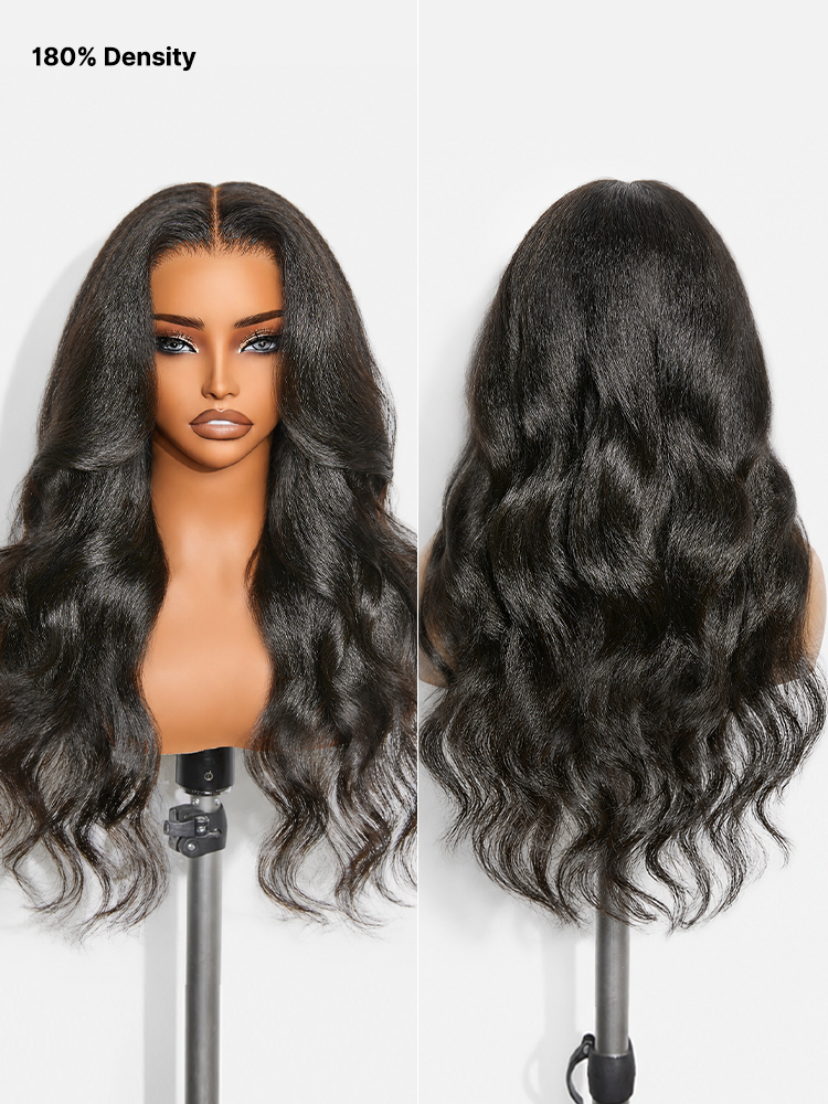 Luvme All-Day Comfort™ Wig 180% / 250% Density Kinky Body Wave / Layered Light Kinky Straight PartingMax Glueless 7x6 Closure HD Lace Wig Pre-Cut Lace