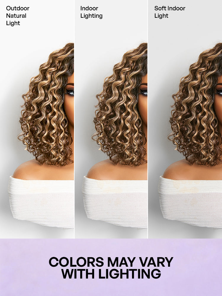 Ready to Go Water Wave Short Curly Bob Wig Glueless Minimalist HD Lace Wig Pre-Cut Lace