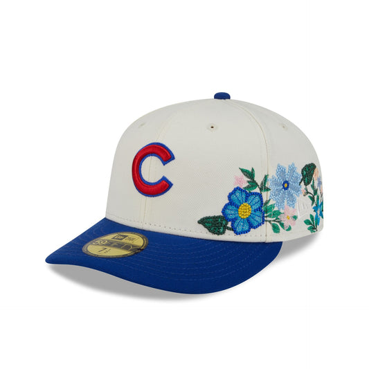 Chicago Cubs Tonal Florals White 59FIFTY Fitted Hat