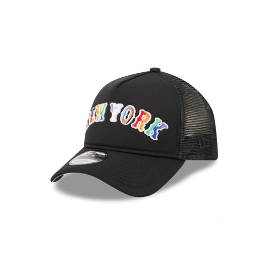 New York Mets Rainbow Wordmark 9FORTY A-Frame Trucker Hat