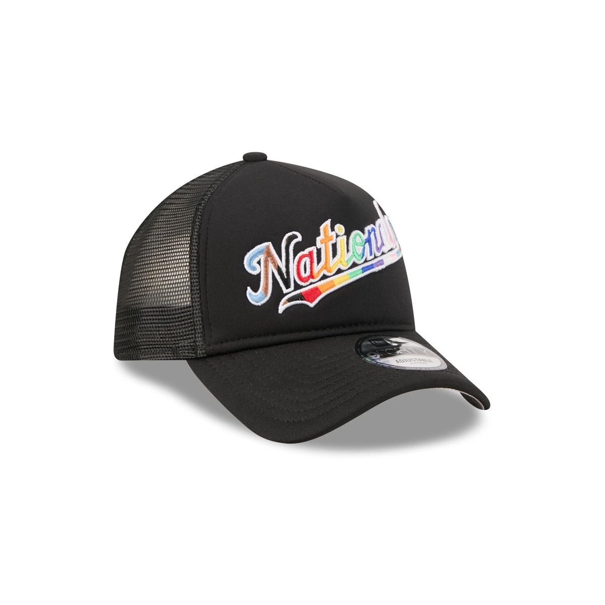Washington Nationals Rainbow Wordmark 9FORTY A-Frame Trucker Hat