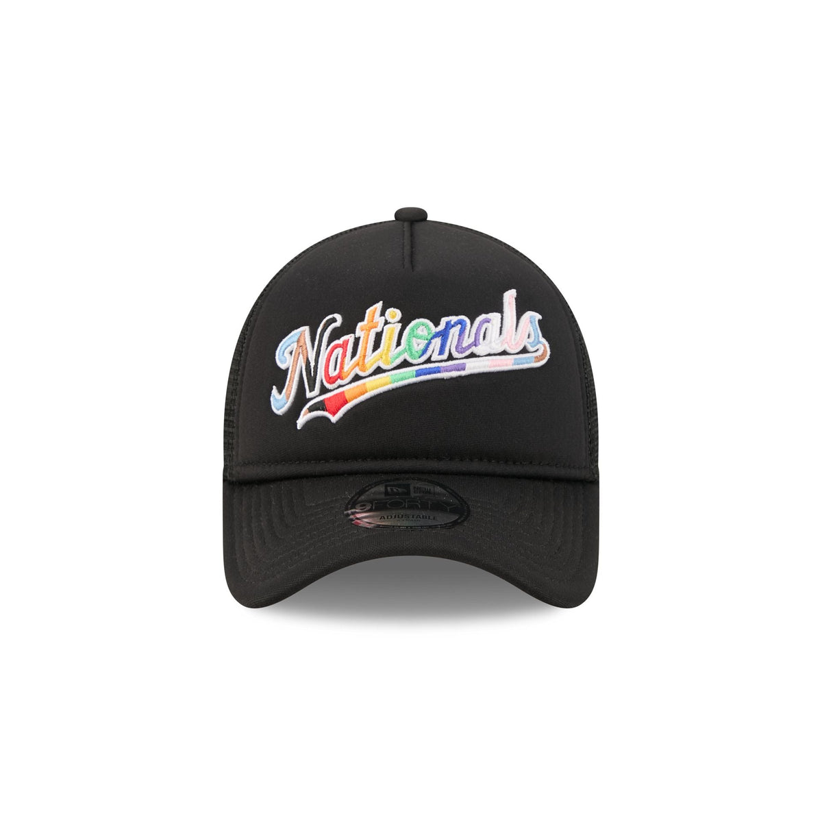 Washington Nationals Rainbow Wordmark 9FORTY A-Frame Trucker Hat
