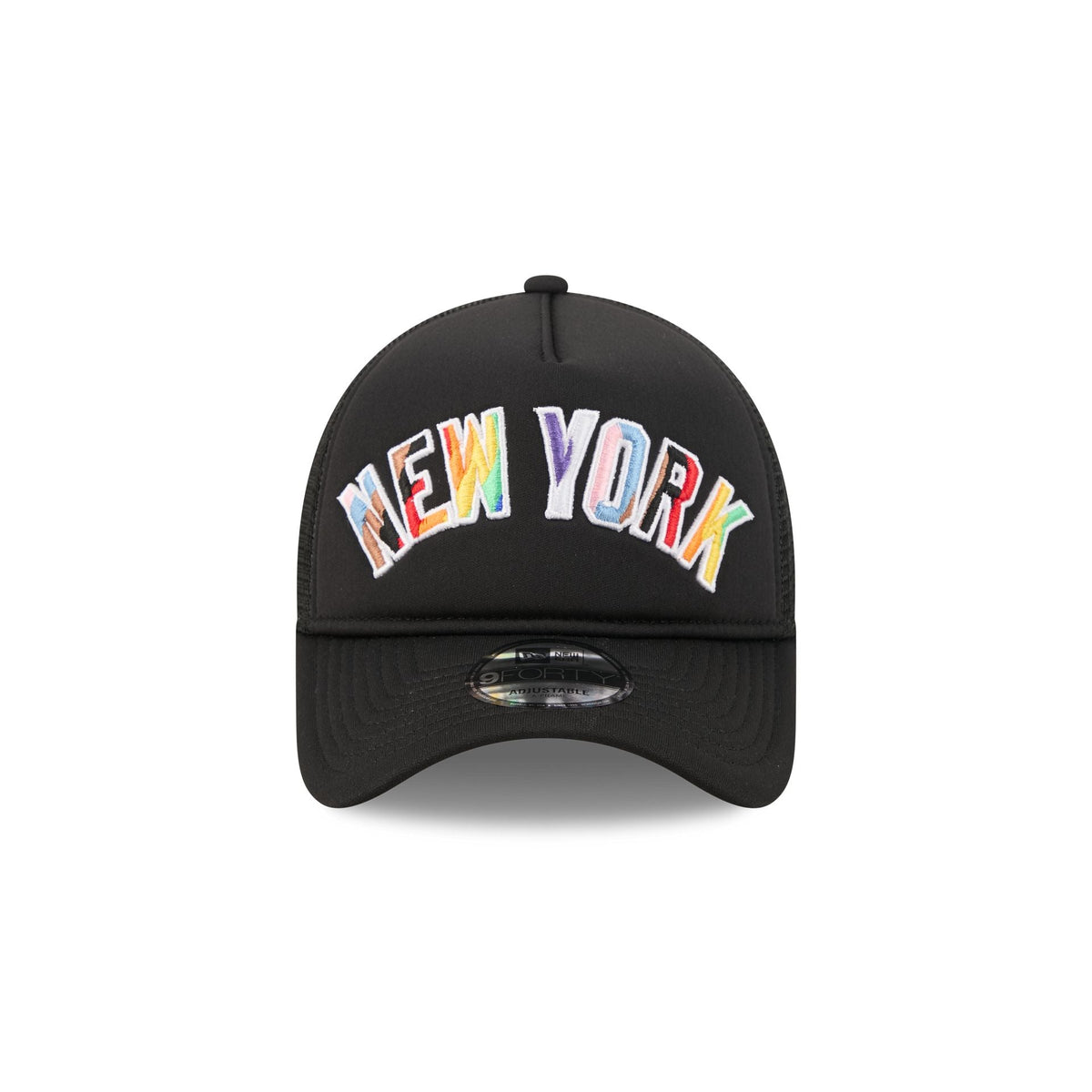 New York Yankees Rainbow Wordmark 9FORTY A-Frame Trucker Hat