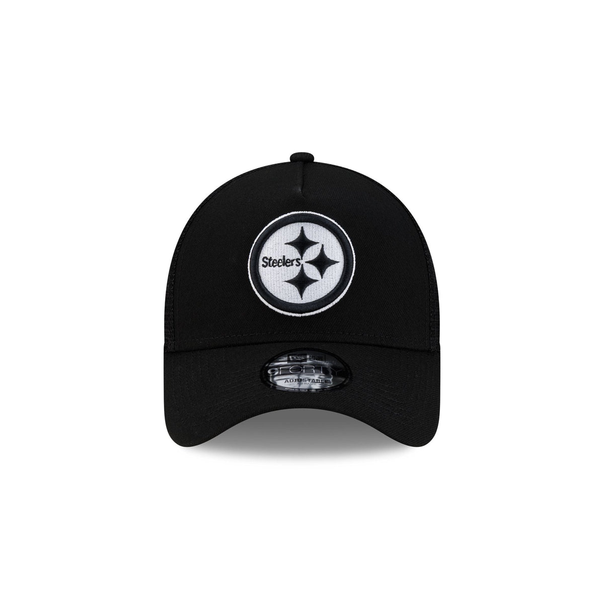 Pittsburgh Steelers Side Script Black 9FORTY A-Frame Trucker Hat