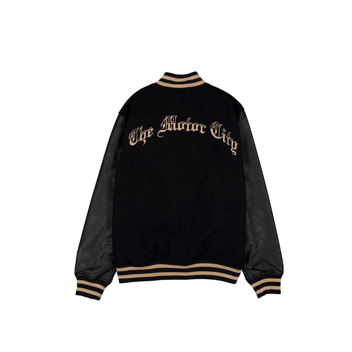 Detroit Tigers Gothic Lettering Black Wool Varsity Jacket