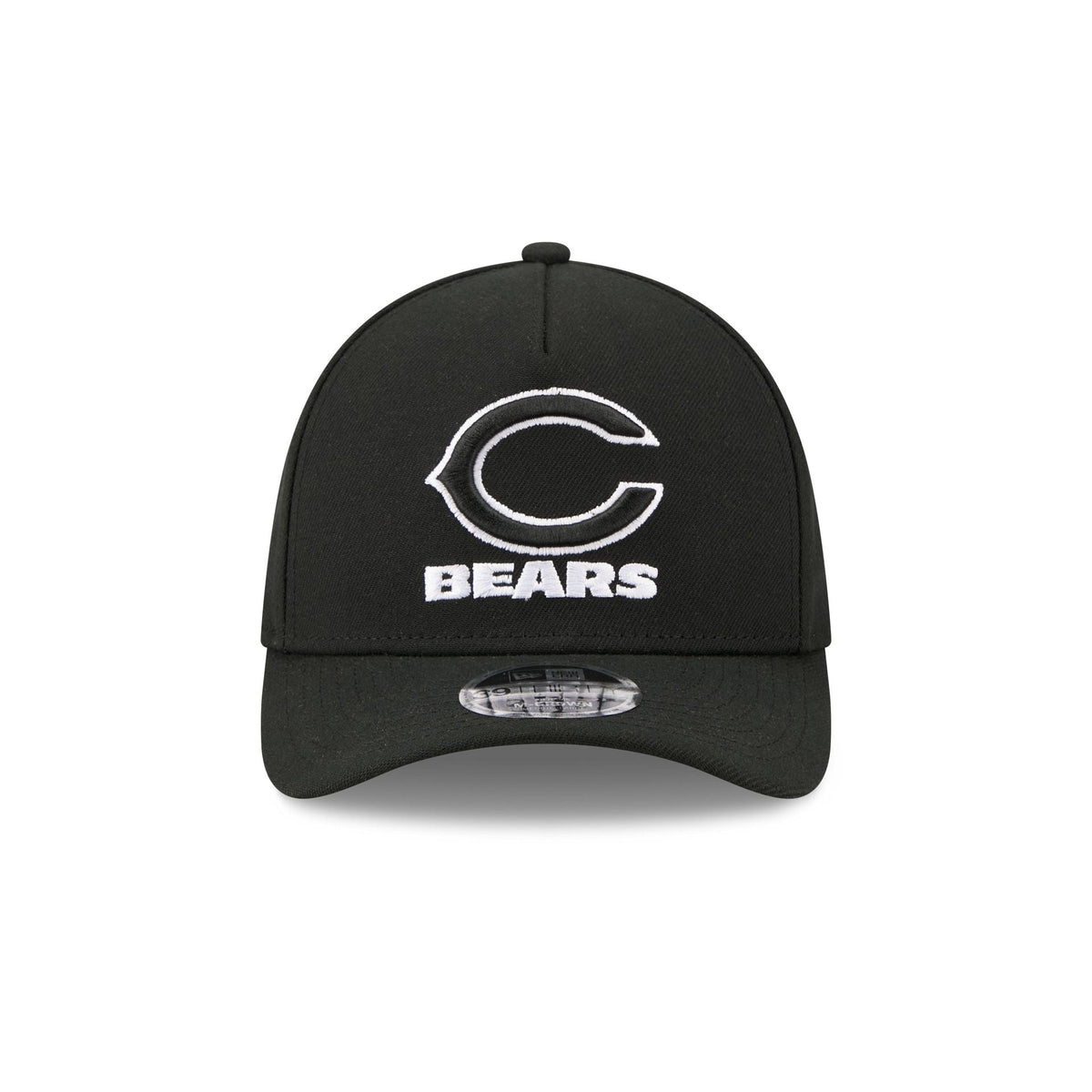 Chicago Bears Poly Black & White 39THIRTY M-Crown A-Frame Stretch Fit Hat