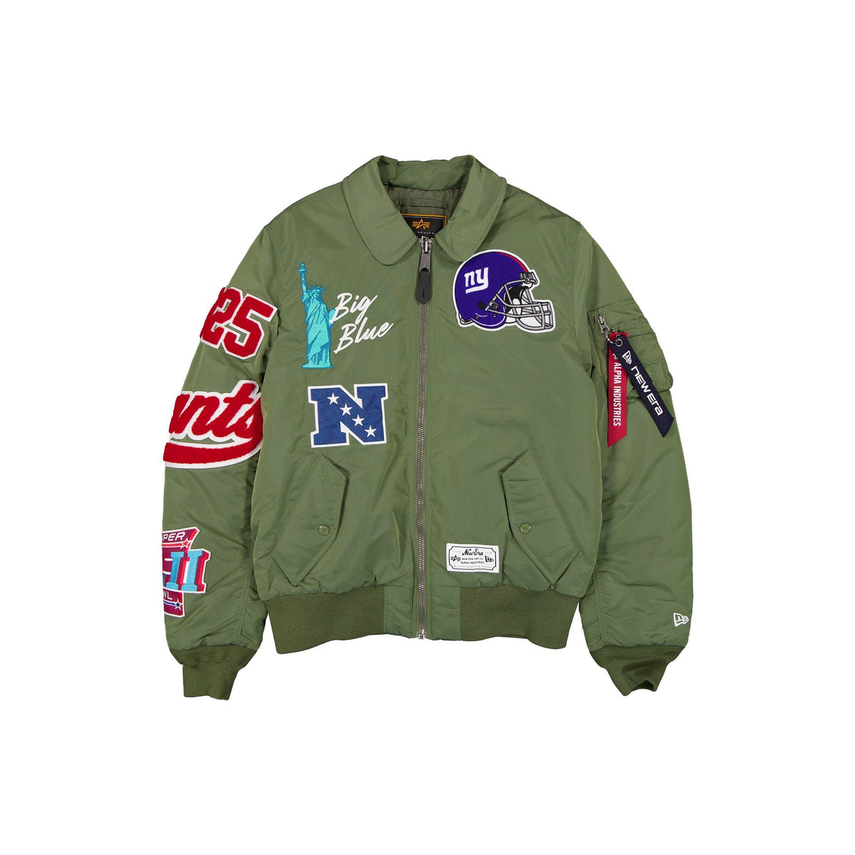 Alpha Industries x New York Giants Sage Green MA-1 Flight Jacket