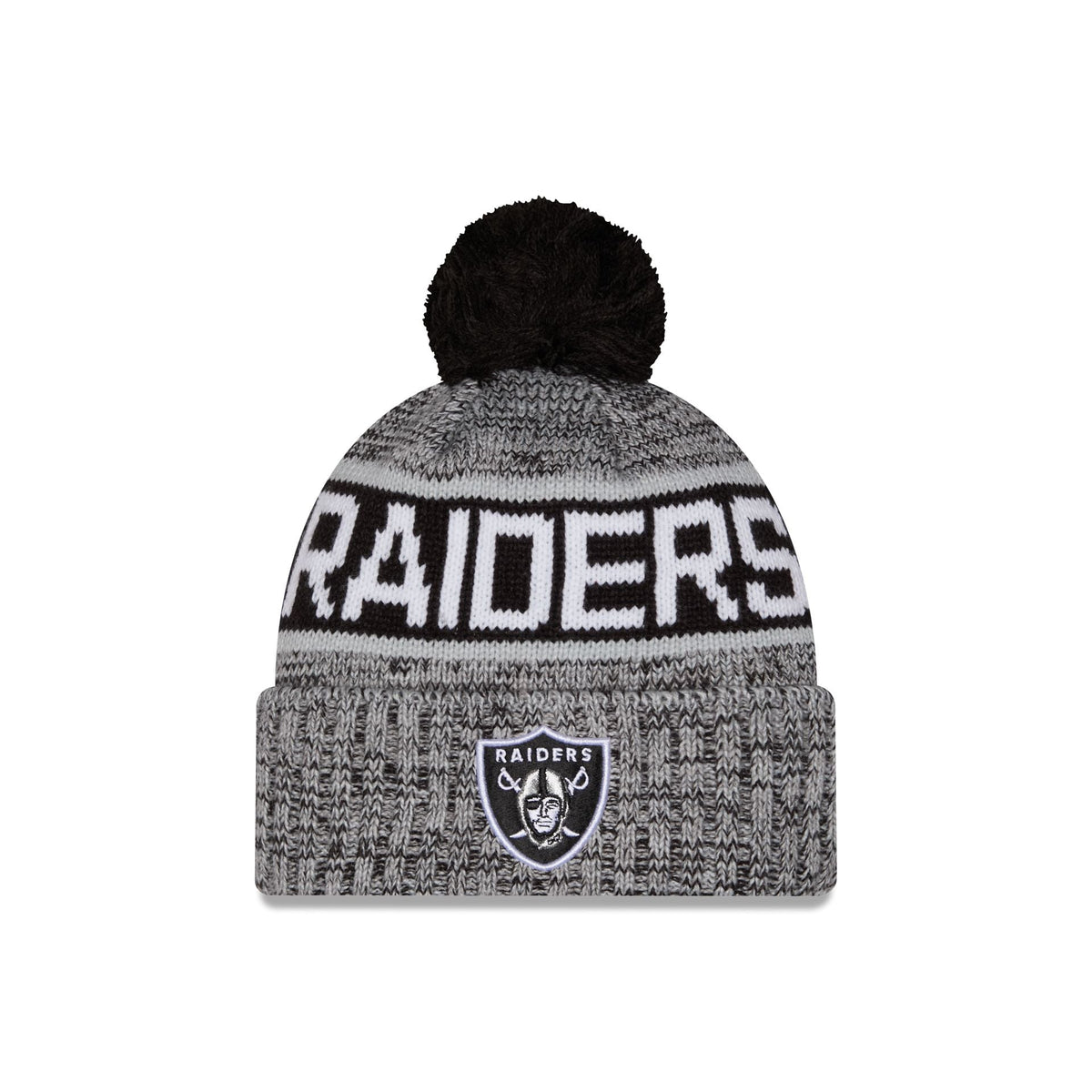 Las Vegas Raiders Tri Color Pom Knit Hat