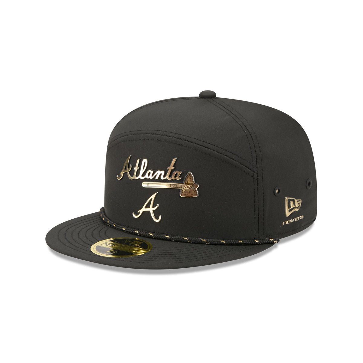 Atlanta Braves Gold Logo Rope Split Panel 59FIFTY Fitted Hat