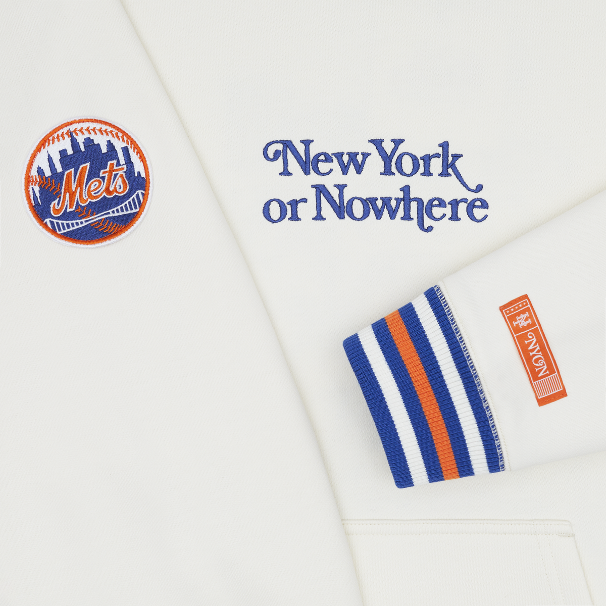 New York or Nowhere x New York Mets Chrome White Motto Hoodie