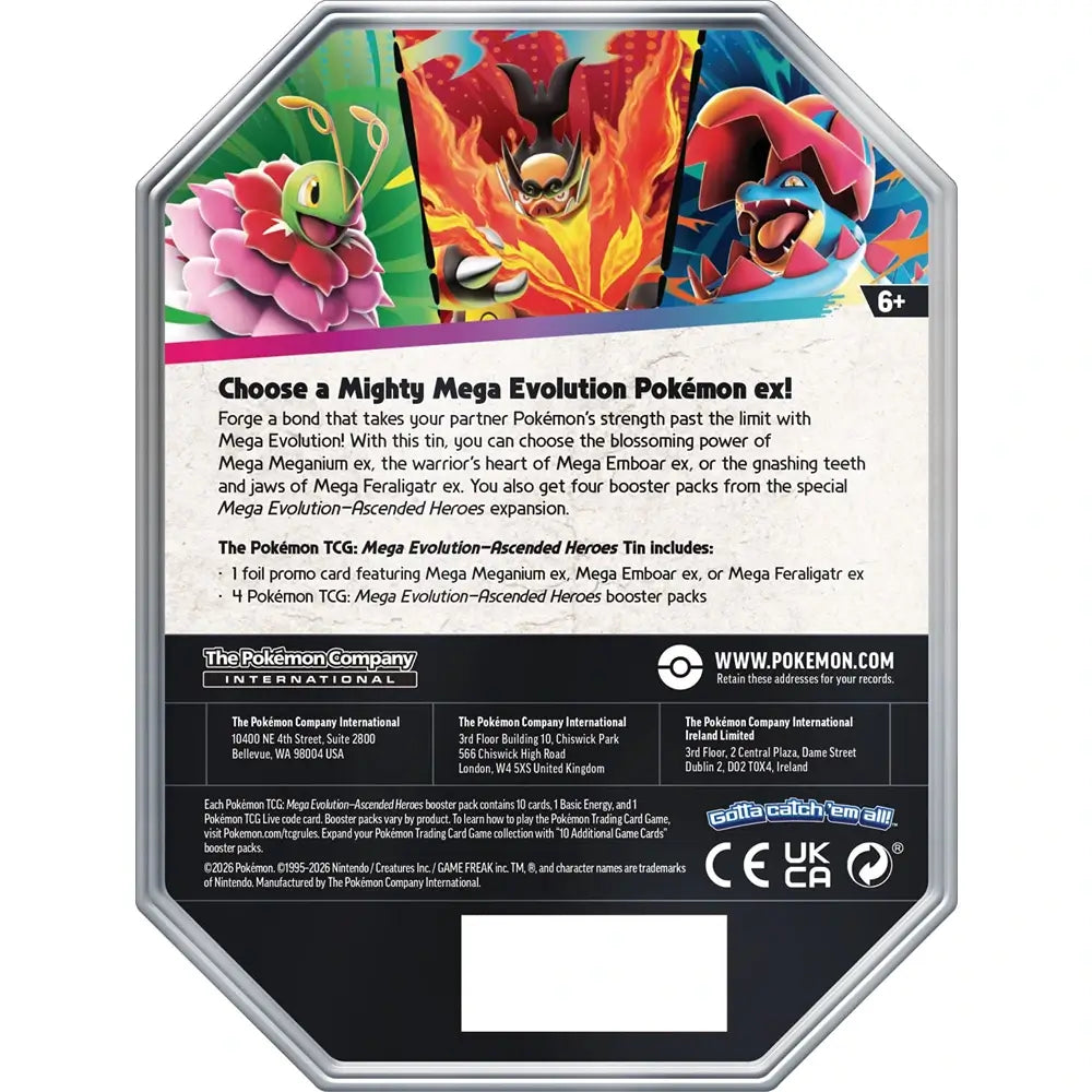 🔥2026 Christmas Gift🎄: Mega Evolution - Ascended Heroes Tin (Mega Emboar ex)